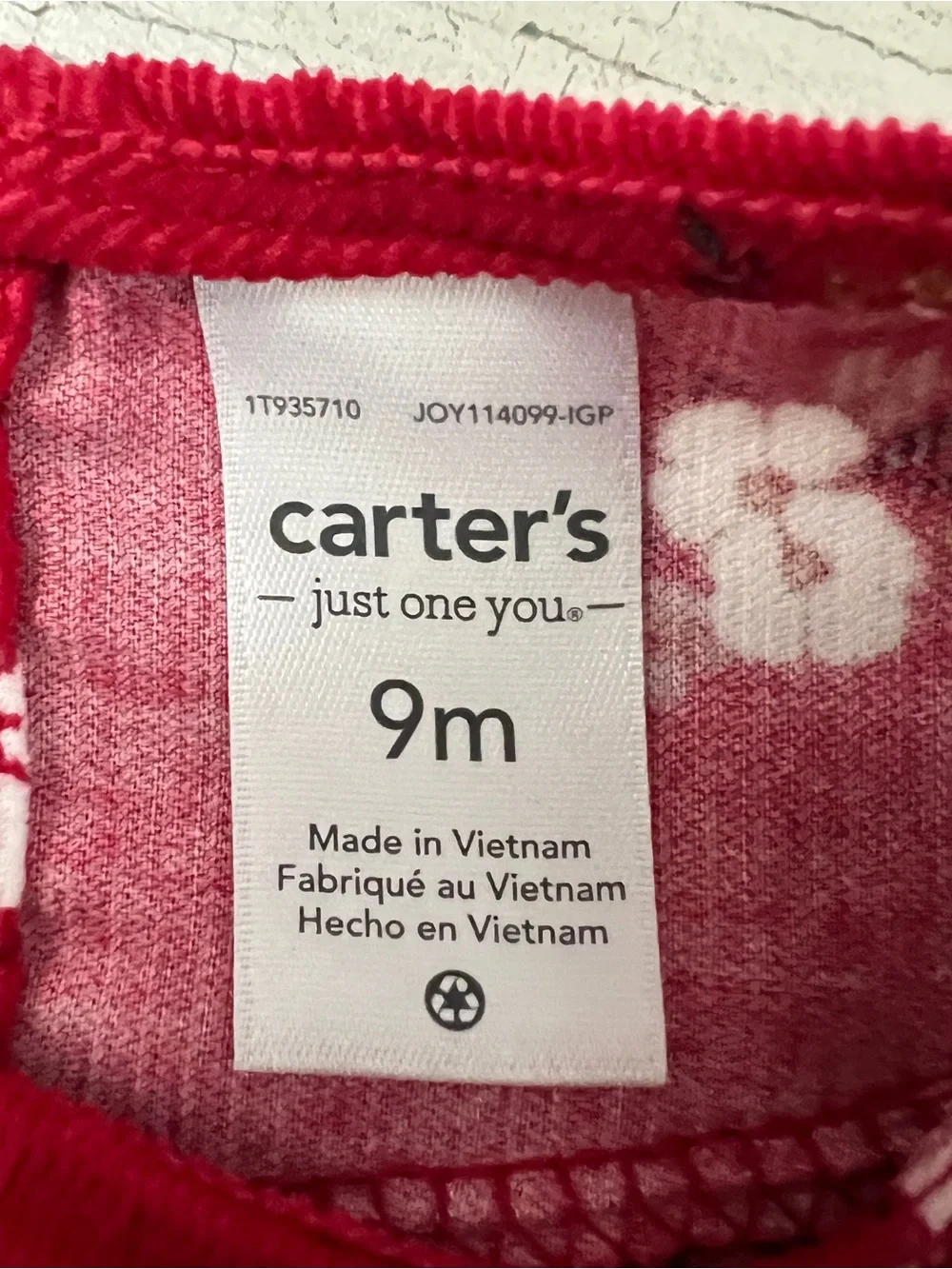 Carter’s Floral Corduroy Bubble Romper Cranberry Red Baby Girl 9M
